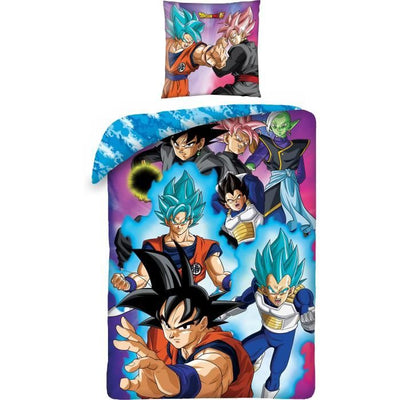 Completo letto - DRAGON BALL Z - Son Goku vs Goku Rosé - Microfibra - 1 copripiumino 140 x 200 cm + 1 federa 63 x 63 cm
