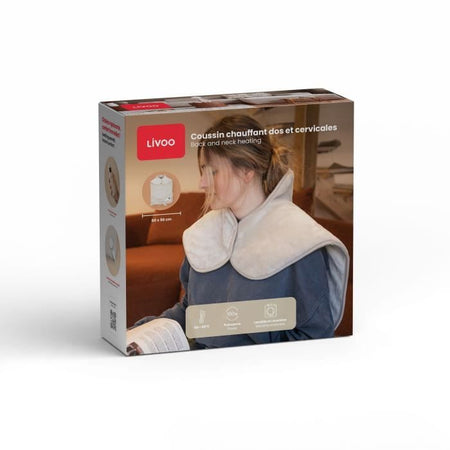 Termoforo per schiena e collo - LIVOO - DOS218C - 100 W - 60 x 90 cm - Flanella - Lavabile in lavatrice 30 - 50-65 - Crema