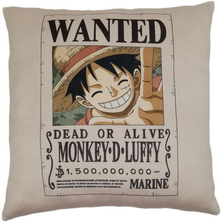 Cuscino bifacciale - Quadrato - ONE PIECE - Monkey D. Luffy Wanted - Microfibra - 40 x 40 cm
