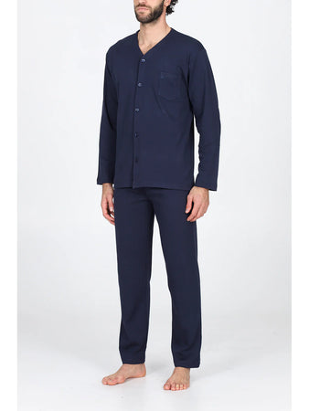 Alpina Uomo Pigiama Invernale Cardigan in interlock di puro cotone AAL743 2512S76