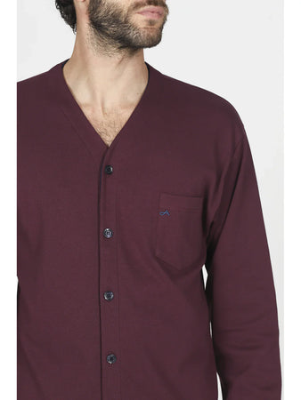 Alpina Uomo Pigiama Invernale Cardigan in interlock di puro cotone AAL743 2512S76