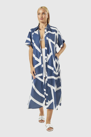Kaftano Aperto Blu e Bianco | Verde Fashion