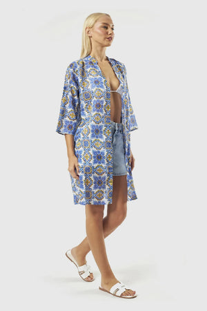 Kaftano stampa Maiolica | Verde Fashion
