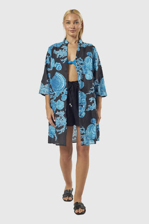Kaftano Leggero in Fantasia Oceanica | Verde Fashion