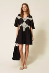 Abito corto in mussola con macramè | TWINSET
