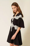 Abito corto in mussola con macramè | TWINSET