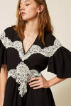Abito corto in mussola con macramè | TWINSET