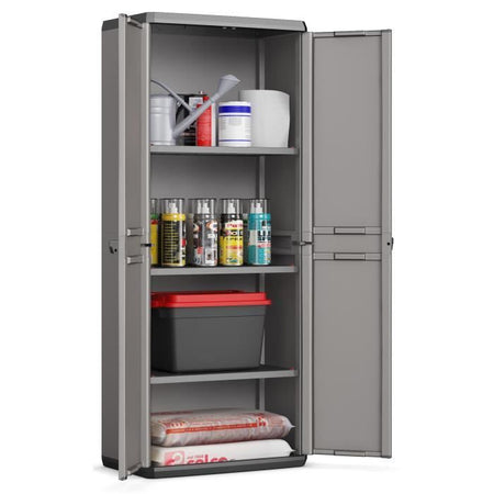 KIS Più mobile contenitore alto - 68 x 39 x 166 cm - Grigio antracite e nero