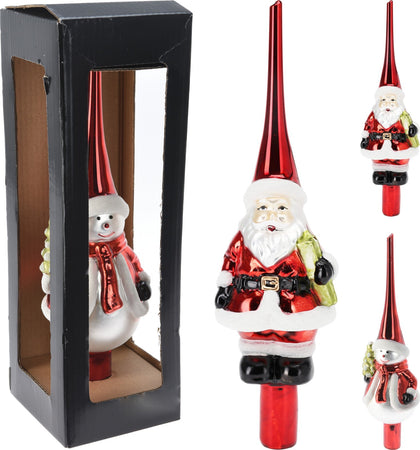 Puntale per albero di Natale in vetro decorazione natalizia h 28 cm
