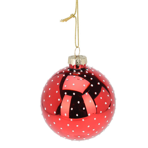 Sfera per albero di Natale in vetro con puntini decorazione natalizia