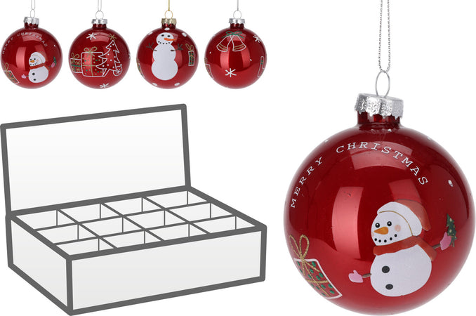 Sfere per albero di Natale in vetro colore rosso per decorazione natalizia
