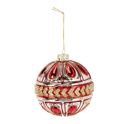 Palla di Natale in vetro con dettagli per decorazioni natalizie Ø 10 cm