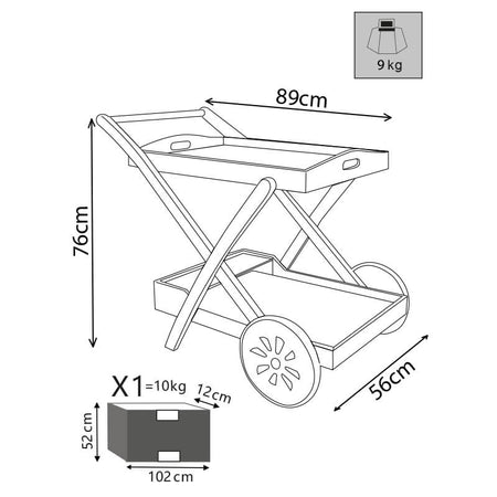 PODIUM - carrello da giardino portavivande in legno massiccio di acacia Marrone