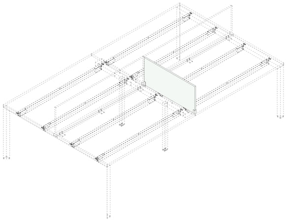 Schermo divisorio con 1 coppia di staffe per scrivania cm. 80x2x40h