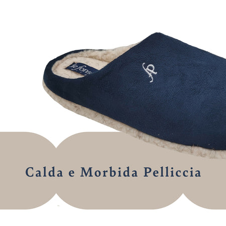 de fonseca Defonseca Firenze Ottime Ciabatte Uomo Invernali, Pantofole Calde in Pelliccia per Inverno, Babbucce Antiscivolo con Pelo, Ciabatta Invernale da Casa, Pantofola da Camera