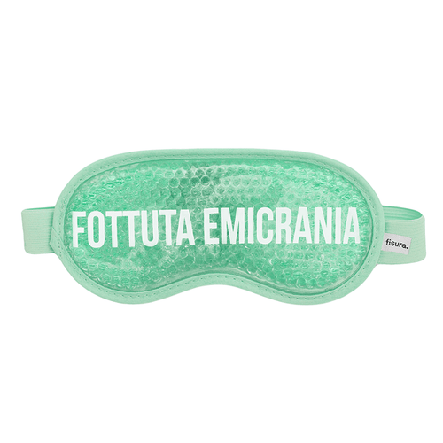 FISURA Maschera gel verde menta con scritta Fottuta Emicrania