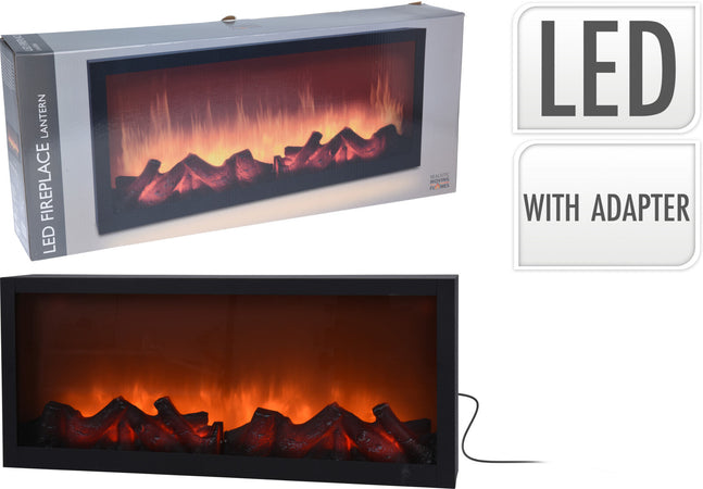 Camino in metallo con LED luminosi decorazione natalizia per interni