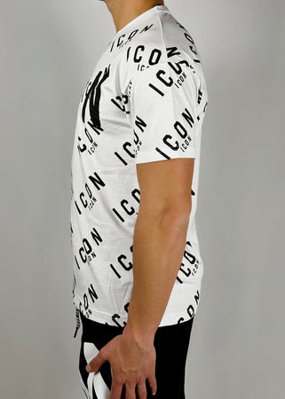 T-shirt con logo stampa all over bianca