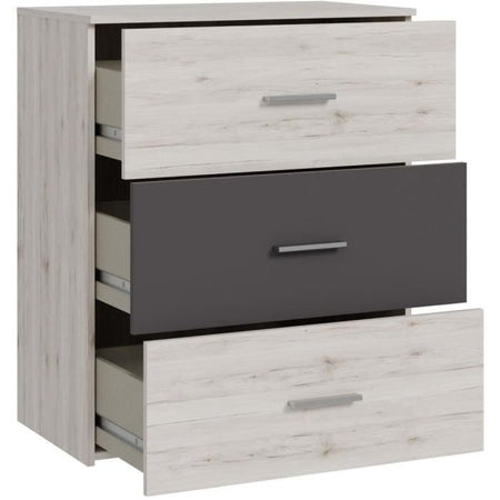 Cassettiera - ADRIA - 3 cassetti - Rovere cenere / Grigio chiaro - 75,2 x 41,3 x 89,7 cm