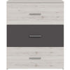 Cassettiera - ADRIA - 3 cassetti - Rovere cenere / Grigio chiaro - 75,2 x 41,3 x 89,7 cm