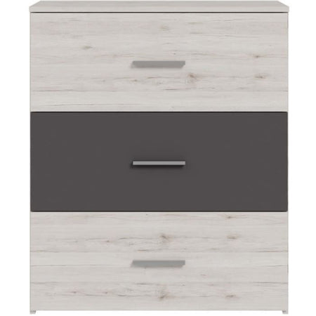 Cassettiera - ADRIA - 3 cassetti - Rovere cenere / Grigio chiaro - 75,2 x 41,3 x 89,7 cm