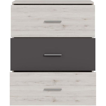 Cassettiera - ADRIA - 3 cassetti - Rovere cenere / Grigio chiaro - 75,2 x 41,3 x 89,7 cm