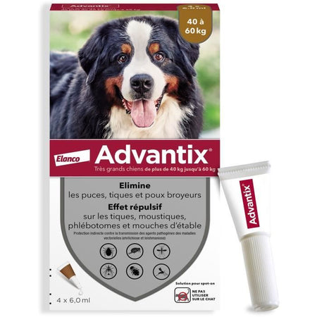 Pipette antiparassitarie ADVANTIX 4 - Per cani di taglia molto grande da 40 a 60 kg - 4 x 6 ml
