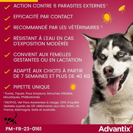 Pipette antiparassitarie ADVANTIX 4 - Per cani di taglia molto grande da 40 a 60 kg - 4 x 6 ml