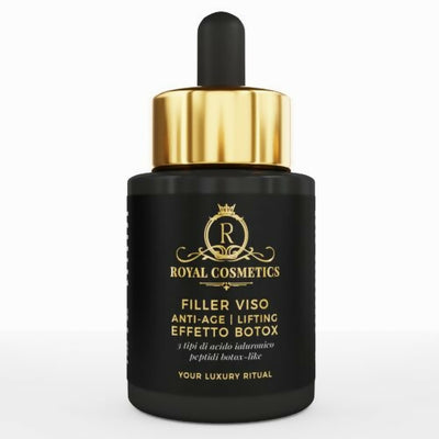Royal Cosmetics Siero filler viso anti-age-lifting-effetto botox 30ml. Con peptidi botox-like, acido ialuronico, collagene, provitamina b5