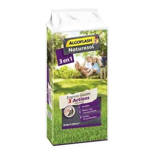 ALGOFLASH NATURASOL Fertilizzante per prato AG3BIO250 3 Azioni Naturanid - 10 kg