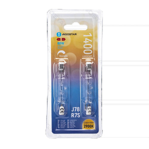 R7S alogena 78CM 80W 1400LM 2900K Blister da 2pz - Prezzo per Blister - ElettroWatt.eu