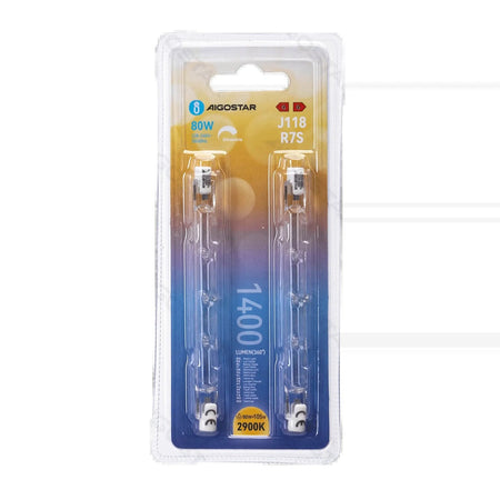 R7S alogena 118CM 80W 1400LM 2900K Blister da 2pz - Prezzo per Blister - ElettroWatt.eu