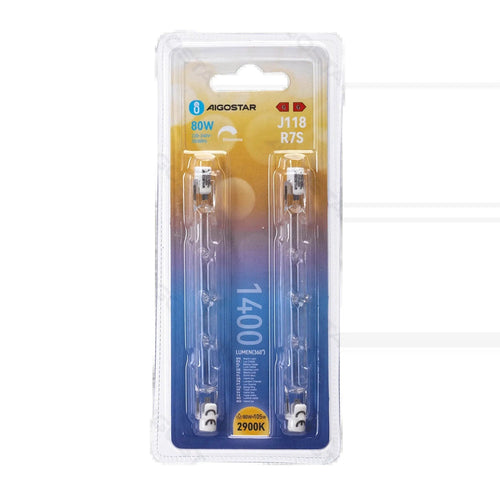 R7S alogena 118CM 80W 1400LM 2900K Blister da 2pz - Prezzo per Blister - ElettroWatt.eu