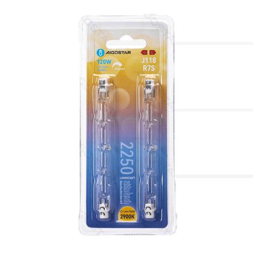 R7S alogena 118CM 120W 2250LM 2900K Blister da 2pz - Prezzo per Blister - ElettroWatt.eu