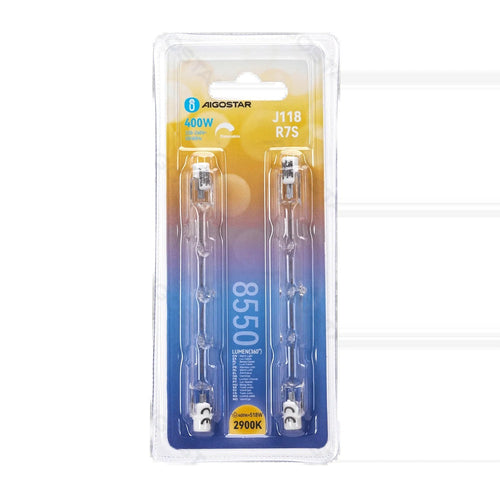 R7S alogena 118CM 400W 8550LM 2900K Blister da 2pz - Prezzo per Blister - ElettroWatt.eu
