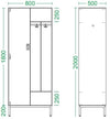 Armadio spogliatoio in laminato stratificato HPL a 2 posti certificato per uso alimentare cm. 80x50x200h