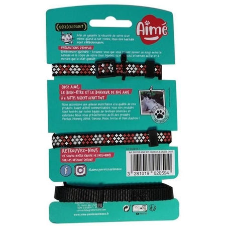 Kit imbracatura e guinzaglio - AIM - Rosso riflettente per gatti