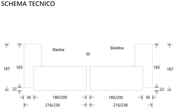 Scrivania angolare in melaminico con mobile di servizio cm. 216/236x187x74h