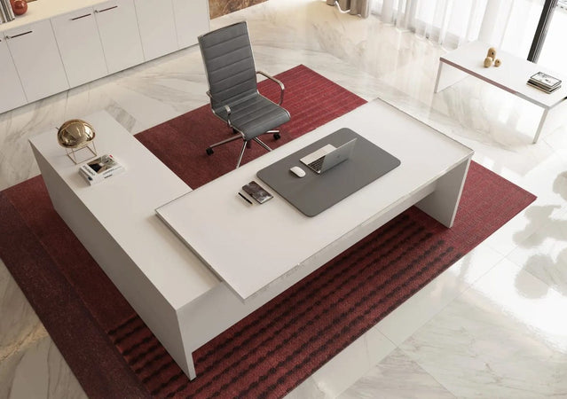 Scrivania in melaminico con mobile e cassettiera cm. 216/236x187x74h