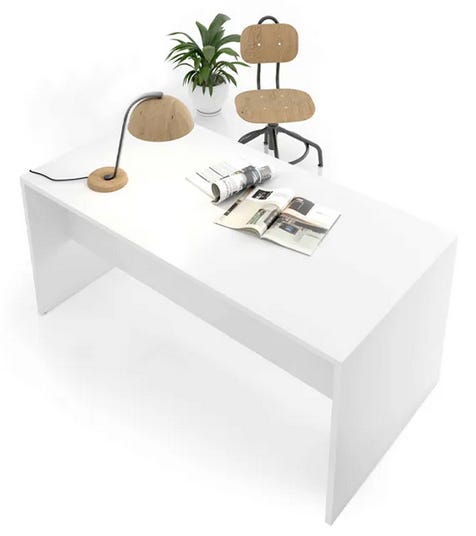 Scrivania in melaminico con fianchi pannellati e gonna frontale per ufficio operativo cm. 120/140/160/180/200x80x74h