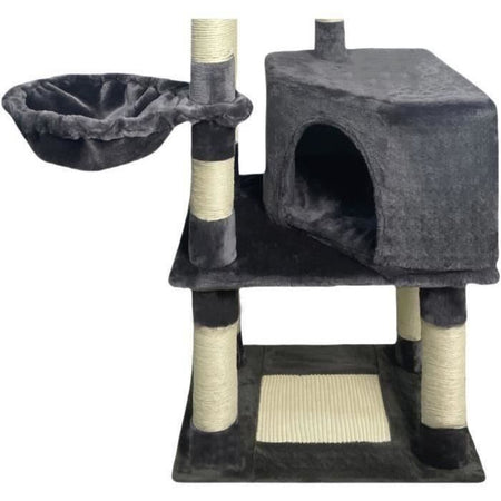 Tiragraffi SWIFTY - 55 x 40 x 138 cm - Grigio scuro - 3 piattaforme, 1 trespolo, 1 nicchia, tiragraffi