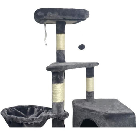 Tiragraffi SWIFTY - 55 x 40 x 138 cm - Grigio scuro - 3 piattaforme, 1 trespolo, 1 nicchia, tiragraffi