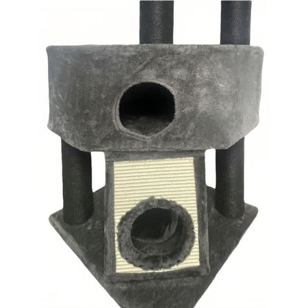 GUILY Tiragraffi grigio scuro - 50 x 50 x 141 cm - Grigio scuro - 2 piattaforme, 1 trespolo, 1 capanna, 1 rampa, 1 tunnel