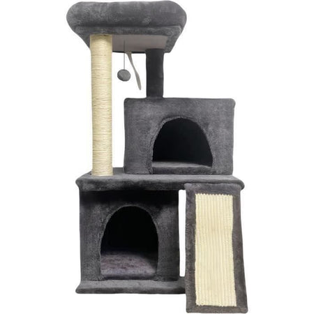 FLOPI Tiragraffi grigio scuro - 44,5 x 48 x 86 cm - Grigio scuro - 1 piattaforma, 1 palla da gioco, 2 cucce, 1 rampa