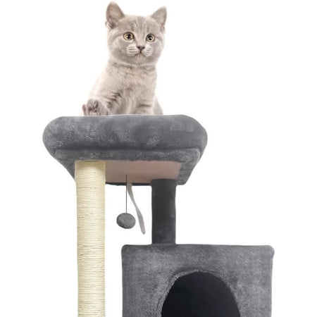 FLOPI Tiragraffi grigio scuro - 44,5 x 48 x 86 cm - Grigio scuro - 1 piattaforma, 1 palla da gioco, 2 cucce, 1 rampa