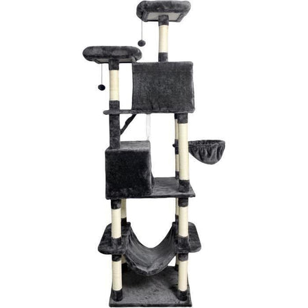 Tiragraffi TAYLOR - 60 x 50 x 206 cm - Grigio scuro - 2 piattaforme, 1 trespolo, 2 cabine, 1 amaca