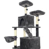Tiragraffi TAYLOR - 60 x 50 x 206 cm - Grigio scuro - 2 piattaforme, 1 trespolo, 2 cabine, 1 amaca