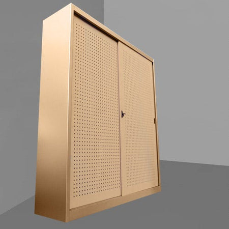 Armadio archivio documenti con struttura metallica e ante forate scorrevoli cm. 150x45x200H