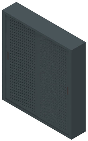 Armadio ufficio per archiviazione con ante scorrevoli in metallo forato cm. 180x37,5x200H