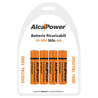 Batterie Stilo AA Ricaricabili, blister 4 pezzi - 1800mah - ElettroWatt.eu